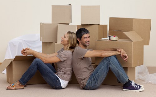 Office furniture and equipment prepared for a Kensington commercial move