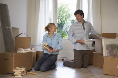 Student boxes and furniture prepared for removals in Kensington